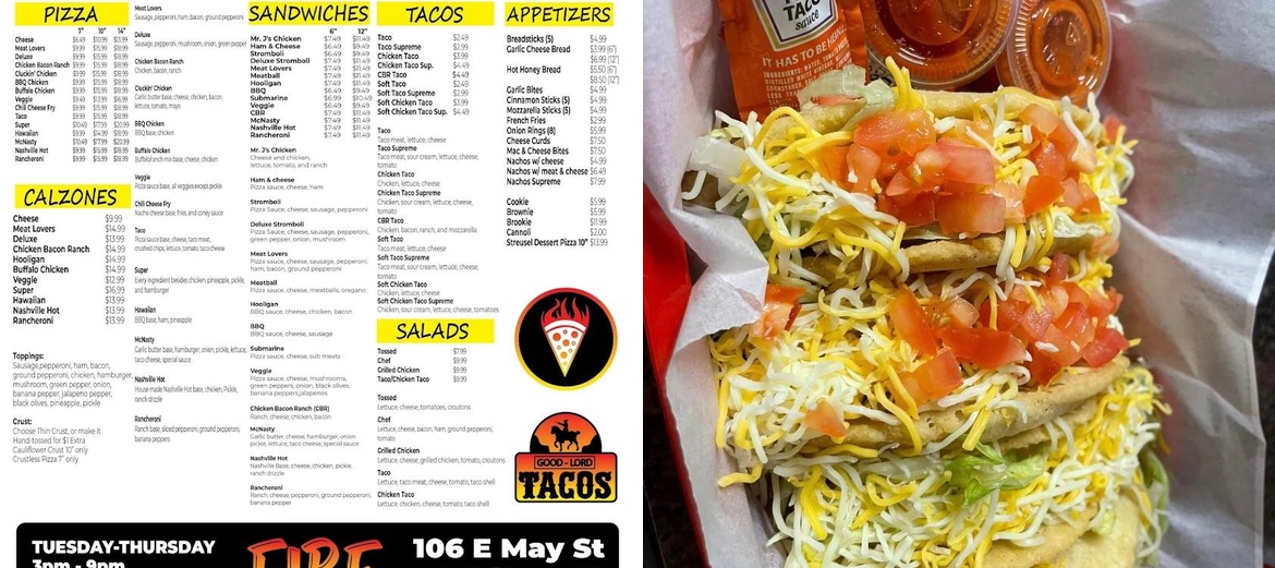 Fire Pizza Menu